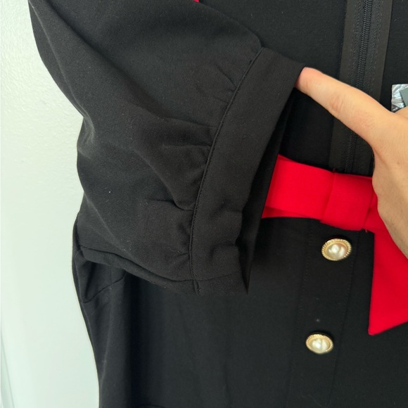 Modcloth Black Mini Dress with Red Trim and Bow - Picture 5 of 13